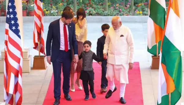 Modi Welcomes US VP JD Vance with Peacock Feathers and Warmth, Talks Indo-Pacific Ties